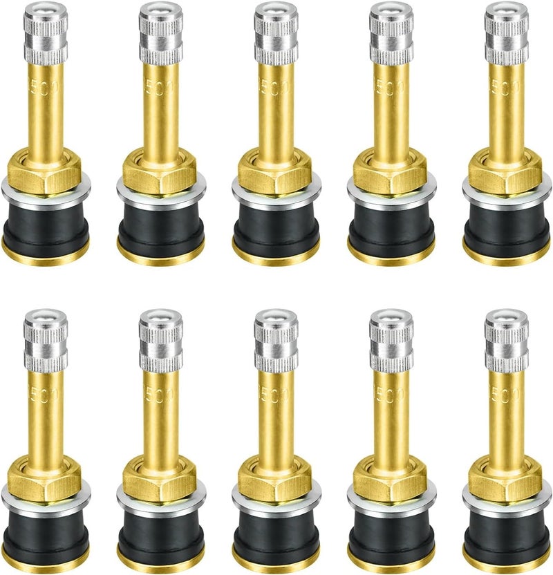 Dueilgo 10Pcs TR500 Truck Valve Stems, Straight Brass Clamp in Tubeless Truck Tire Valve Stems for Approx 0.625inch/15.87mm Diameter Valve Rim Holes - Image 1